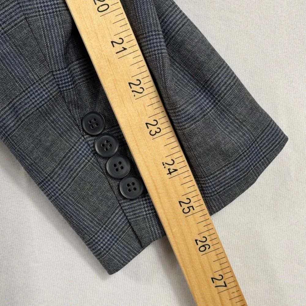 Collection by Michael Strahan Suit Jacket Grey Blue Glen Plaid‎ Wool Blend 46L